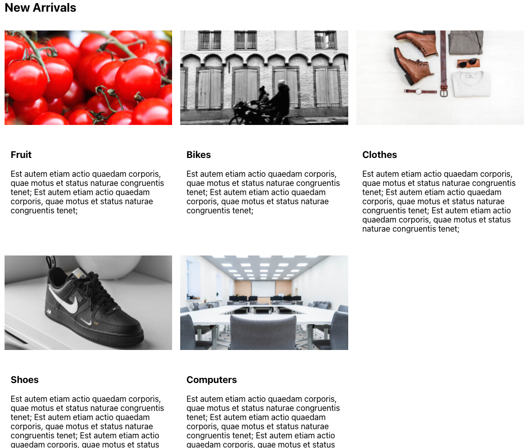 The landing page with cards in a grid layout.