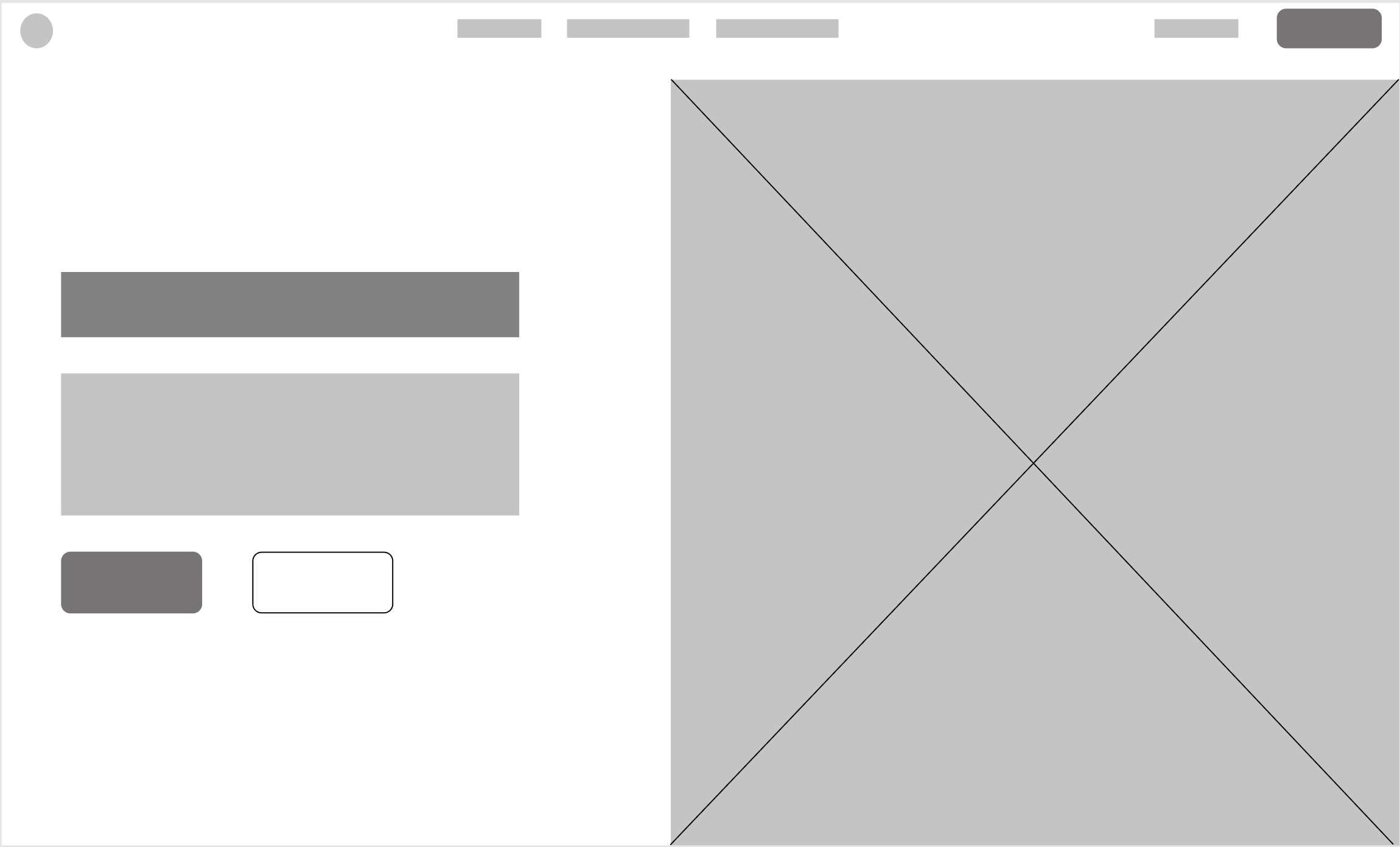 A wire frame of a hero layout
