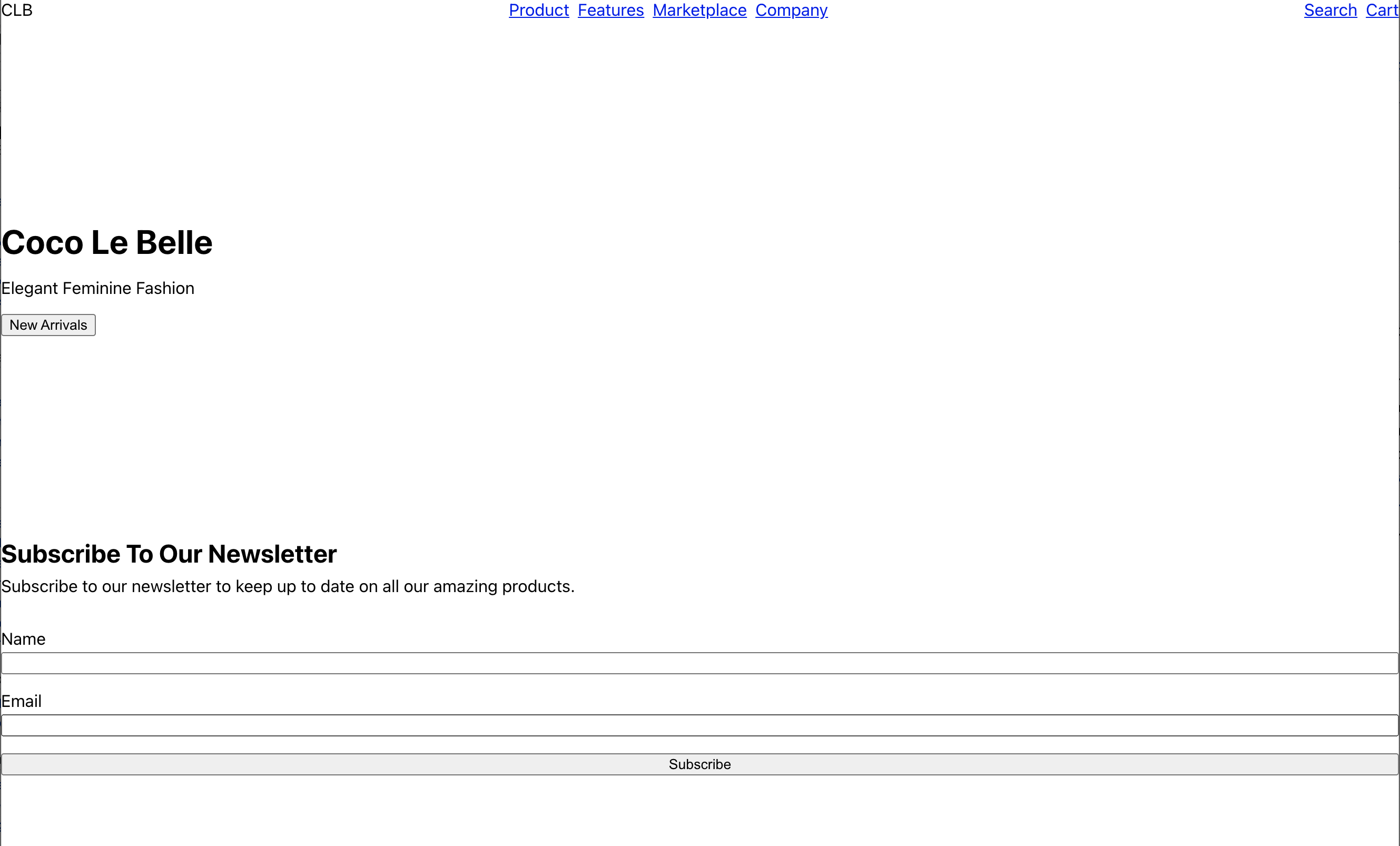 The landing page with the hero layout styles have been applied.