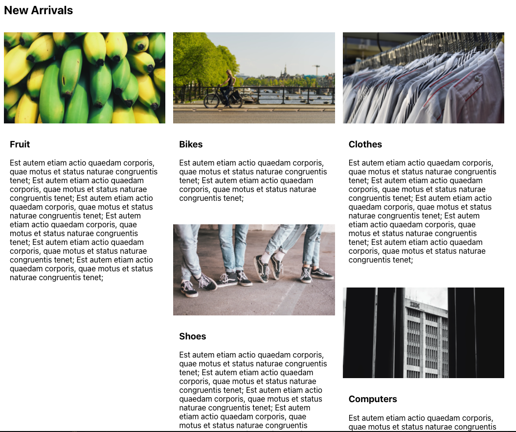 The landing page with cards in a masonry grid layout.