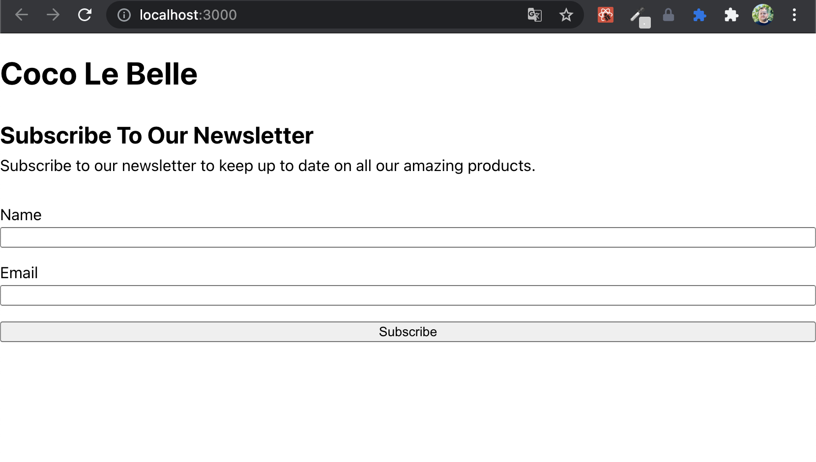 Subscribe to newletter component after adding the Stack